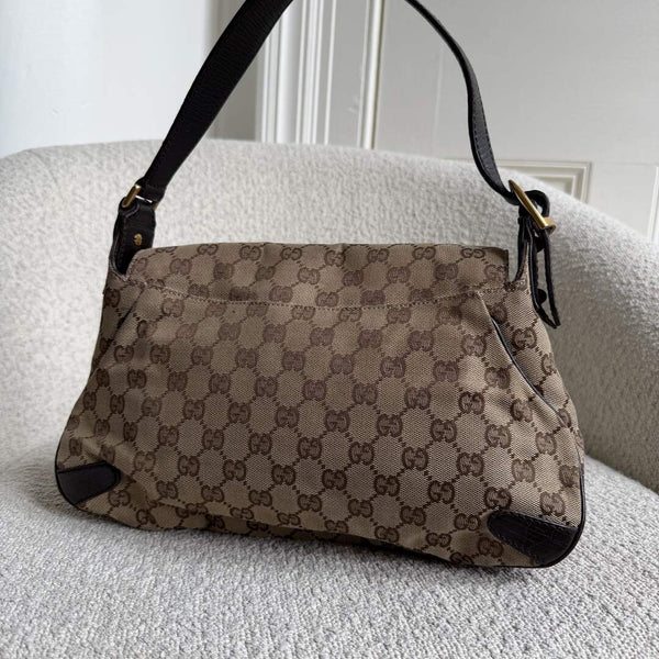 Gucci GG Canvas Horsebit Chain Brown Shoulder Bag