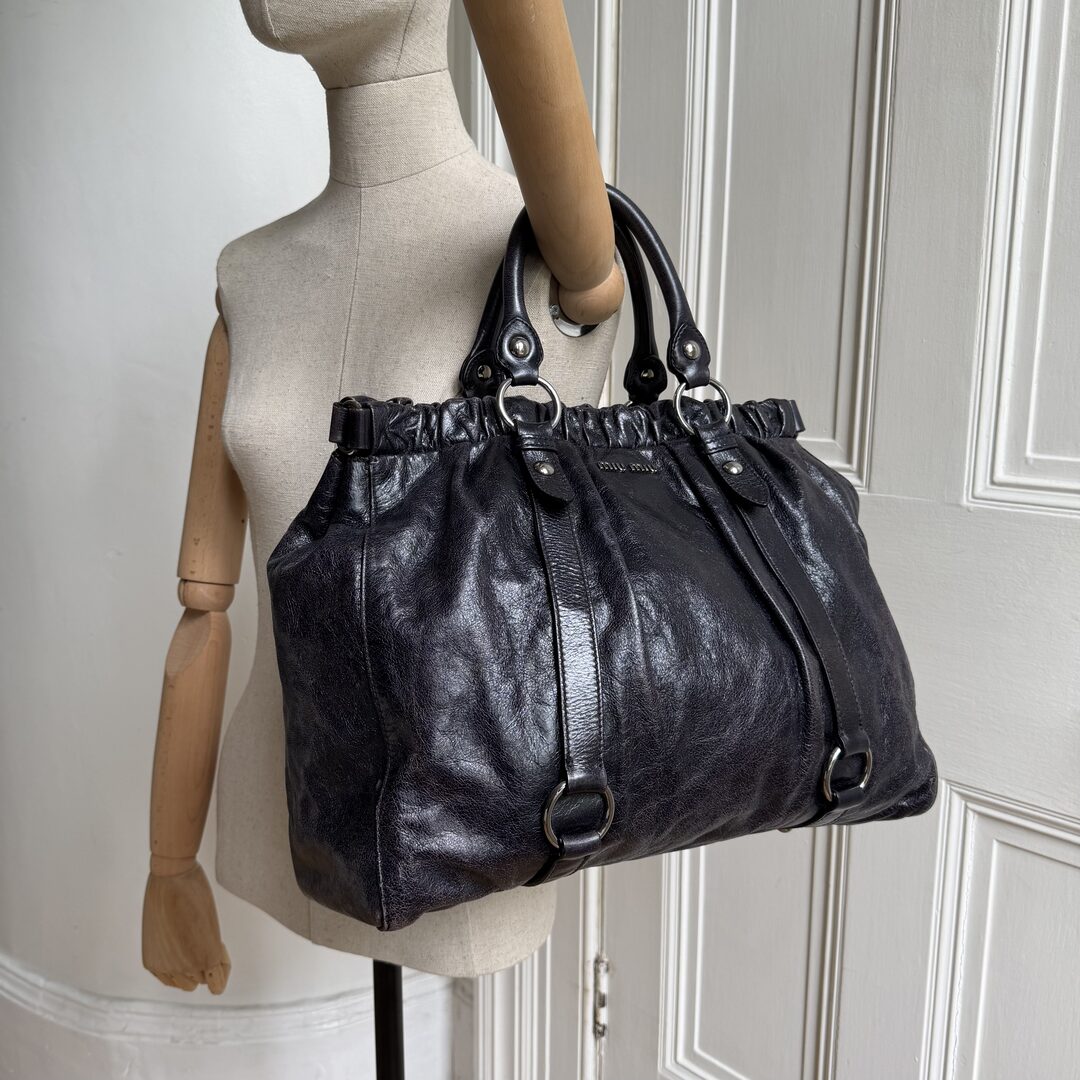 Miu Miu XL Vitello Leather Purple Handbag