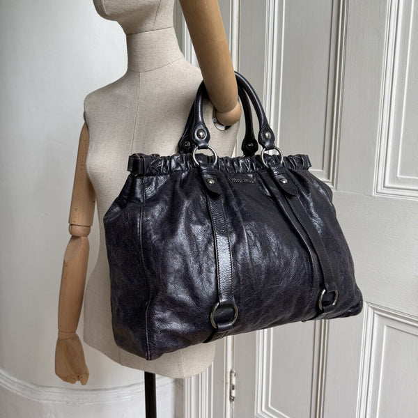 Miu Miu XL Vitello Leather Purple Handbag