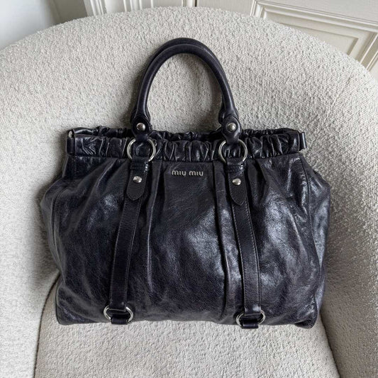 Miu Miu XL Vitello Leather Purple Handbag