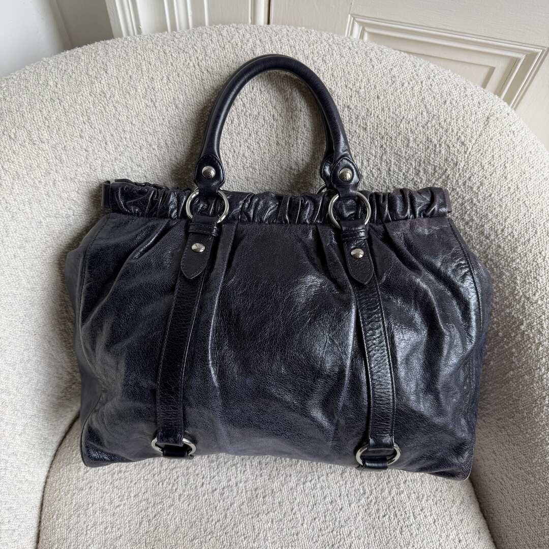 Miu Miu XL Vitello Leather Purple Handbag