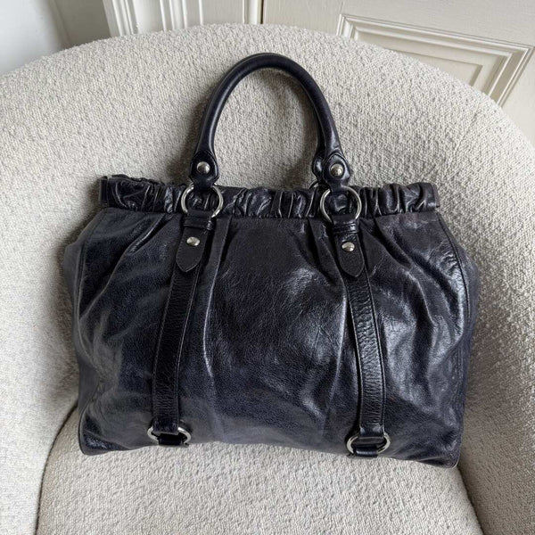 Miu Miu XL Vitello Leather Purple Handbag