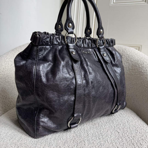 Miu Miu XL Vitello Leather Purple Handbag
