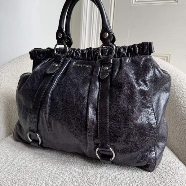 Miu Miu XL Vitello Leather Purple Handbag
