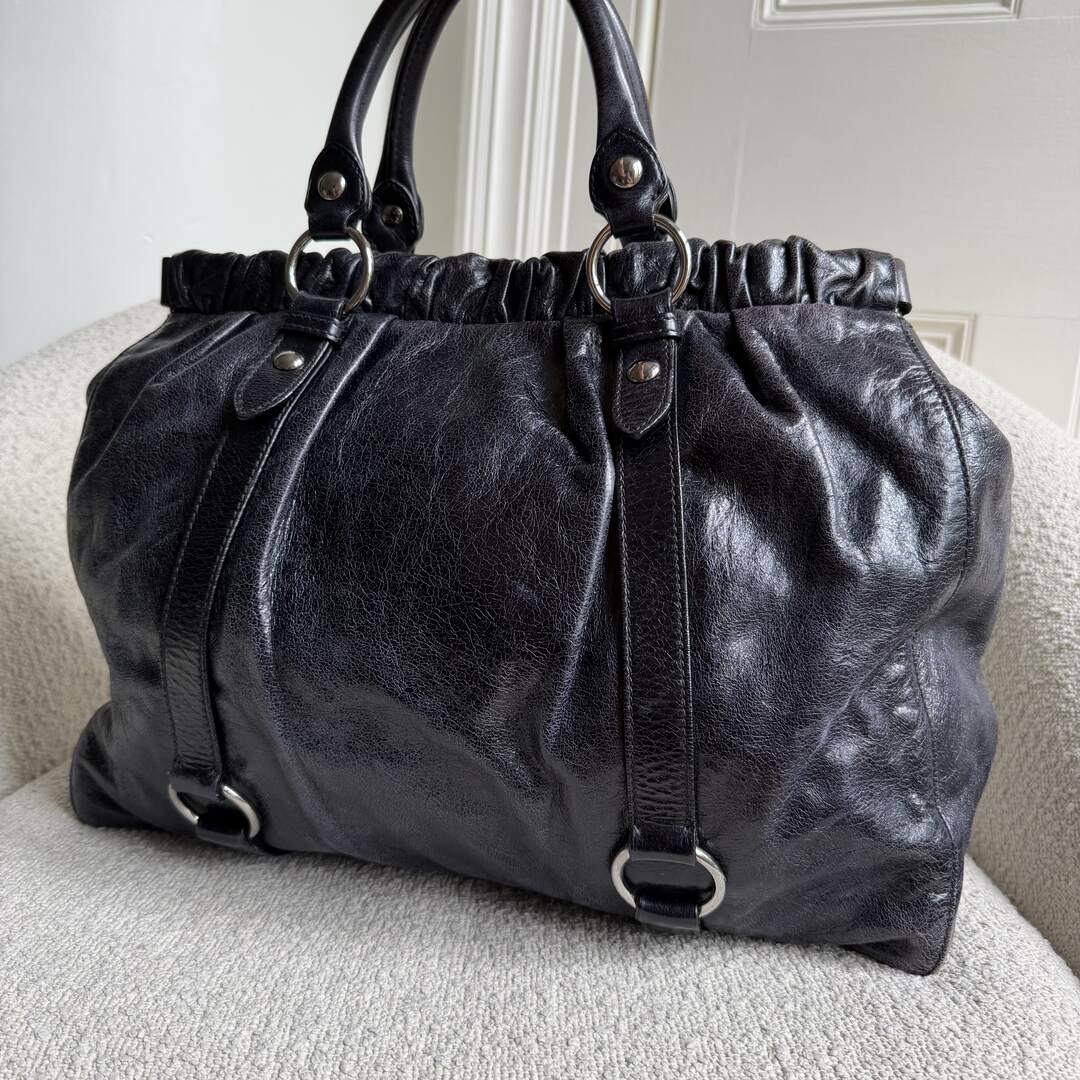 Miu Miu XL Vitello Leather Purple Handbag