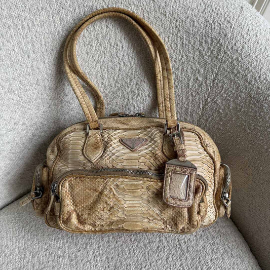 RARE Prada Python Bauletto Leather Shoulder Bag