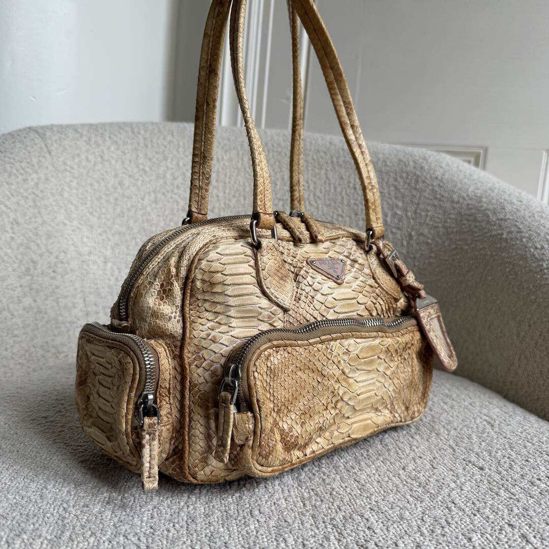 RARE Prada Python Bauletto Leather Shoulder Bag