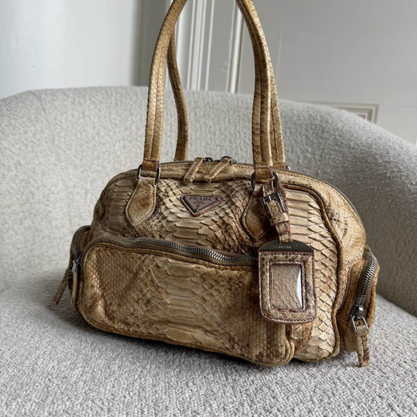RARE Prada Python Bauletto Leather Shoulder Bag
