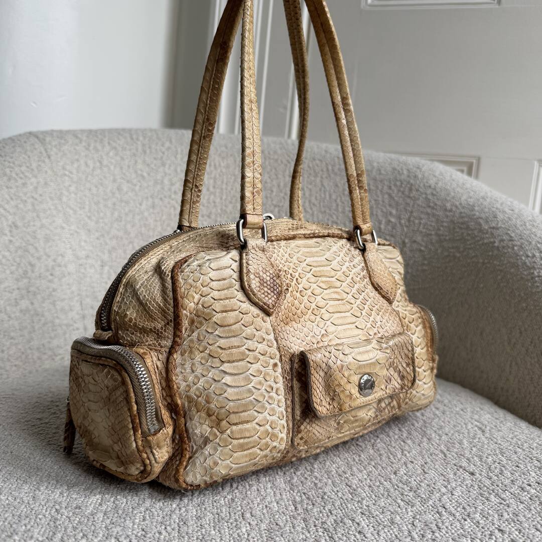 RARE Prada Python Bauletto Leather Shoulder Bag