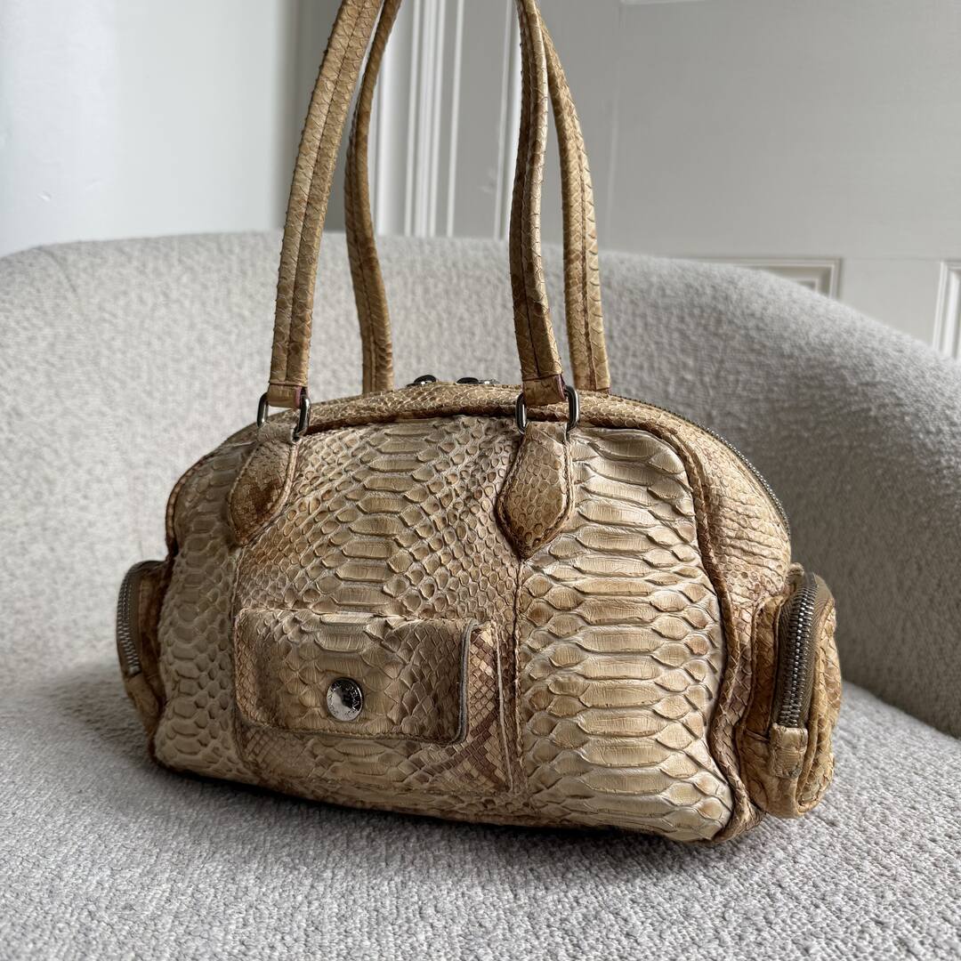 RARE Prada Python Bauletto Leather Shoulder Bag