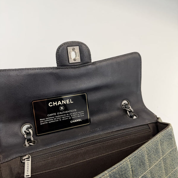 2000 Chanel Blue Denim Chocolate Bar Flap Shoulder Bag