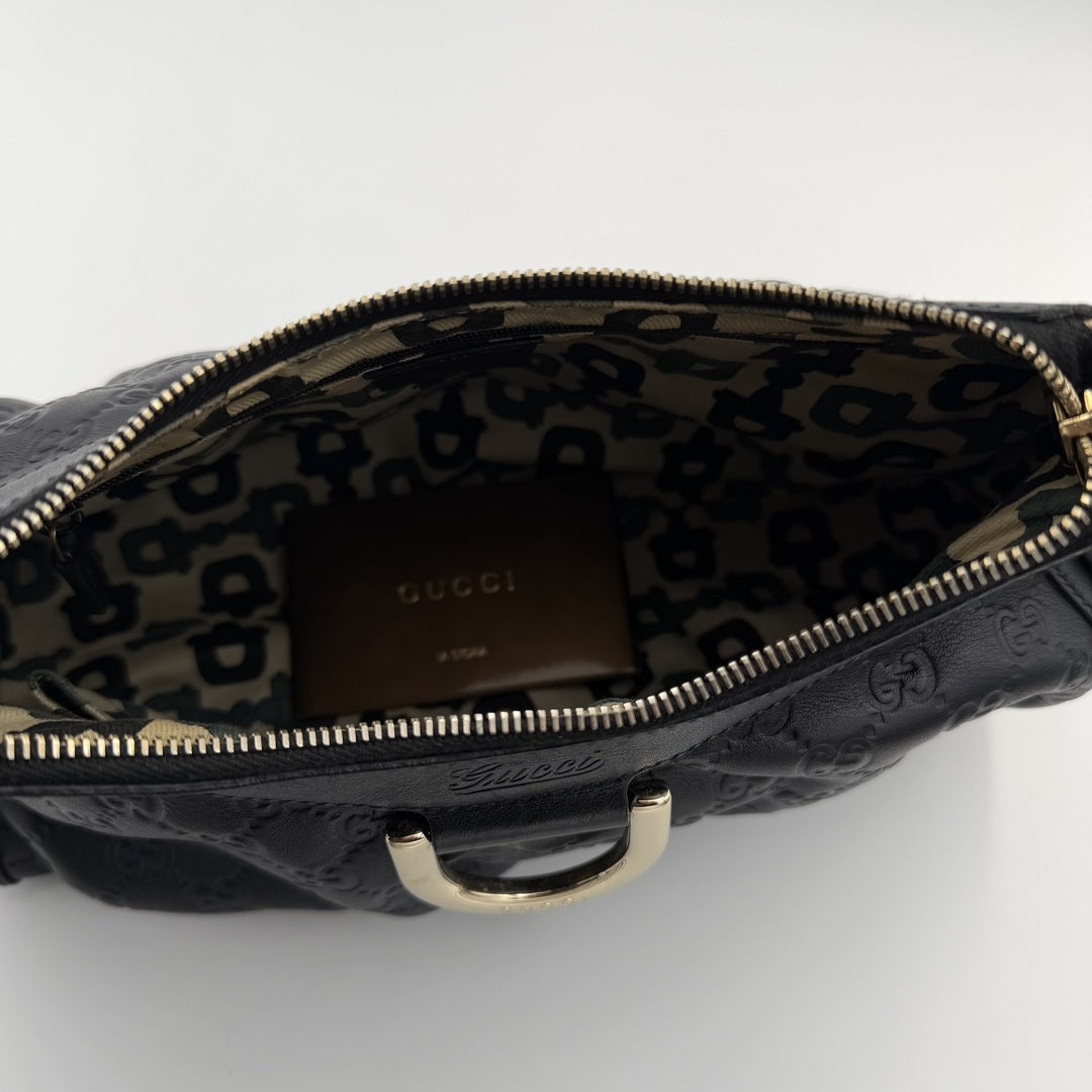 Gucci Guccissima Abbey Leather Black Shoulder Bag