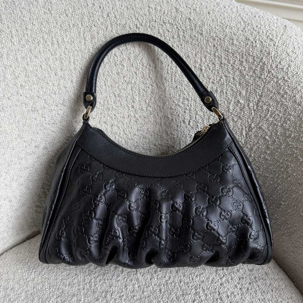 Gucci Guccissima Abbey Leather Black Shoulder Bag