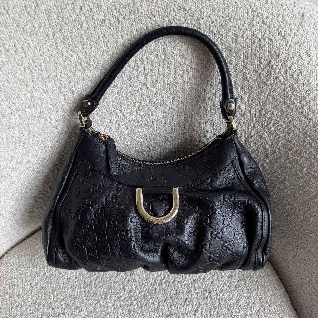 Gucci Guccissima Abbey Leather Black Shoulder Bag