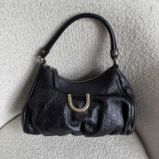 Gucci Guccissima Abbey Leather Black Shoulder Bag