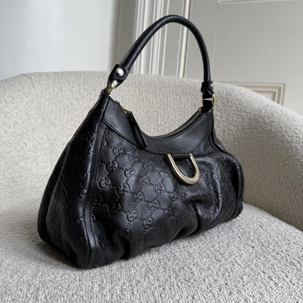 Gucci Guccissima Abbey Leather Black Shoulder Bag