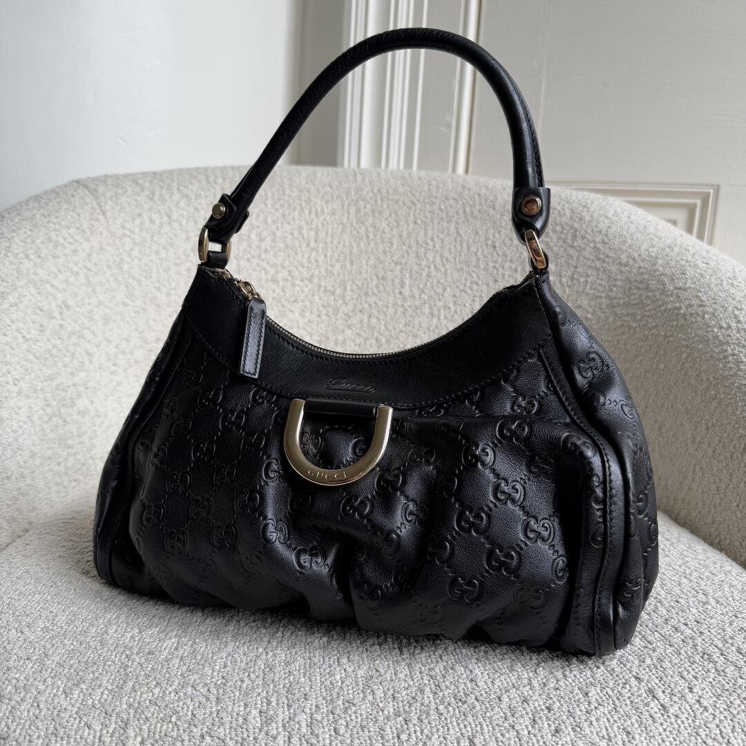 Gucci Guccissima Abbey Leather Black Shoulder Bag