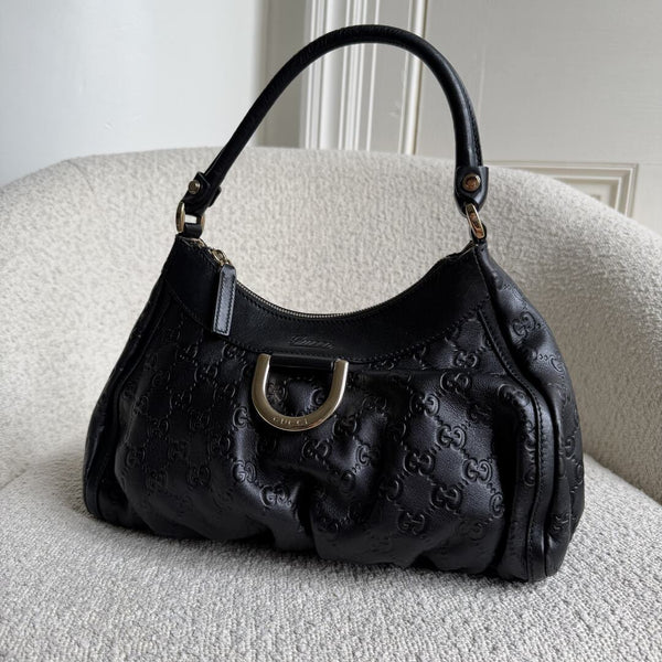 Gucci Guccissima Abbey Leather Black Shoulder Bag