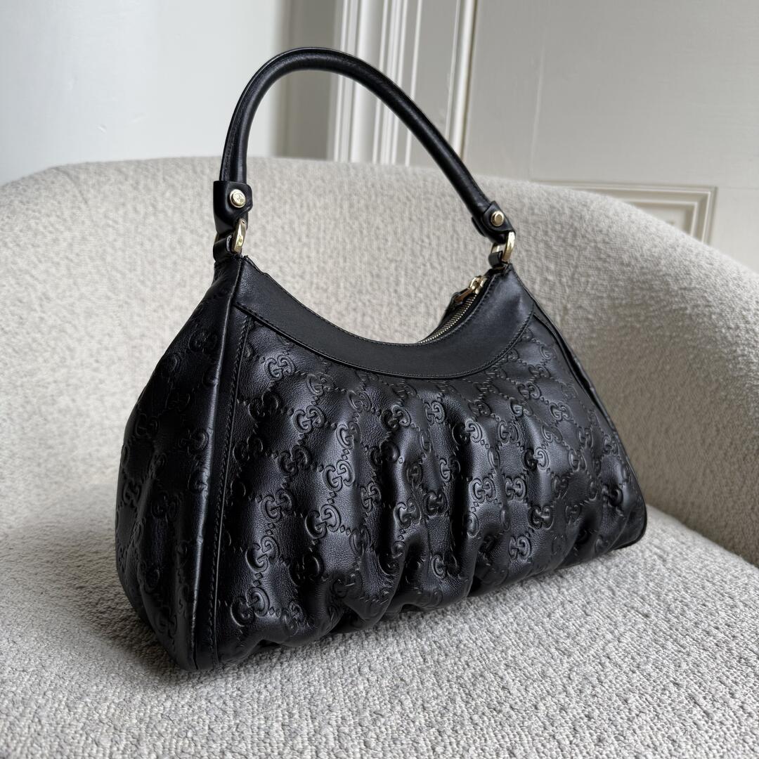 Gucci Guccissima Abbey Leather Black Shoulder Bag