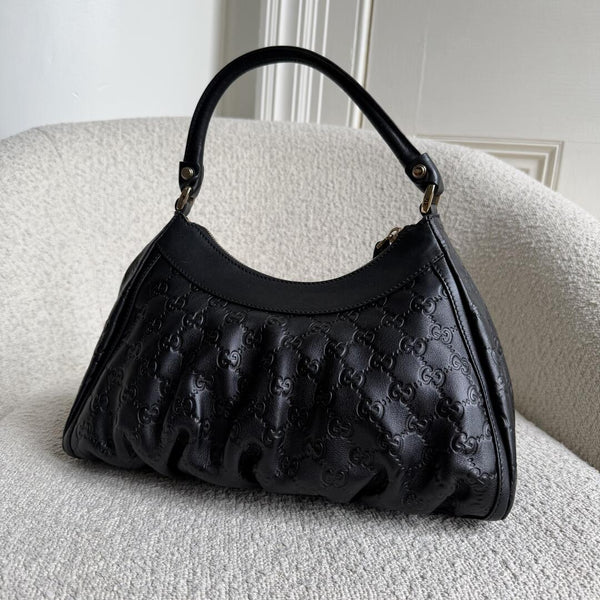 Gucci Guccissima Abbey Leather Black Shoulder Bag