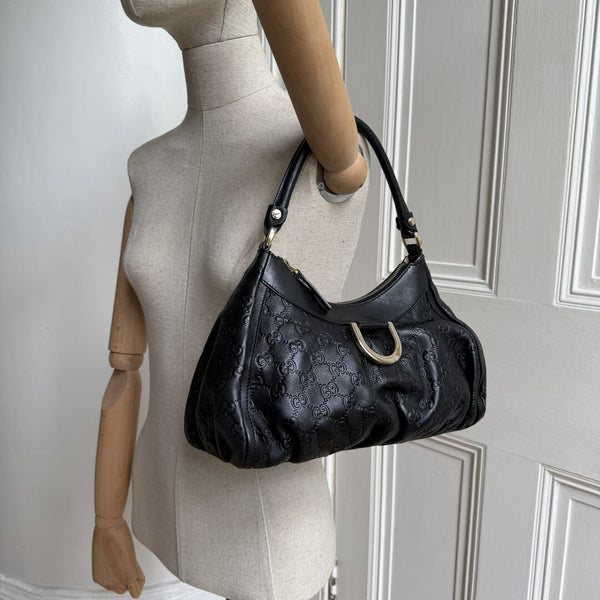 Gucci Guccissima Abbey Leather Black Shoulder Bag