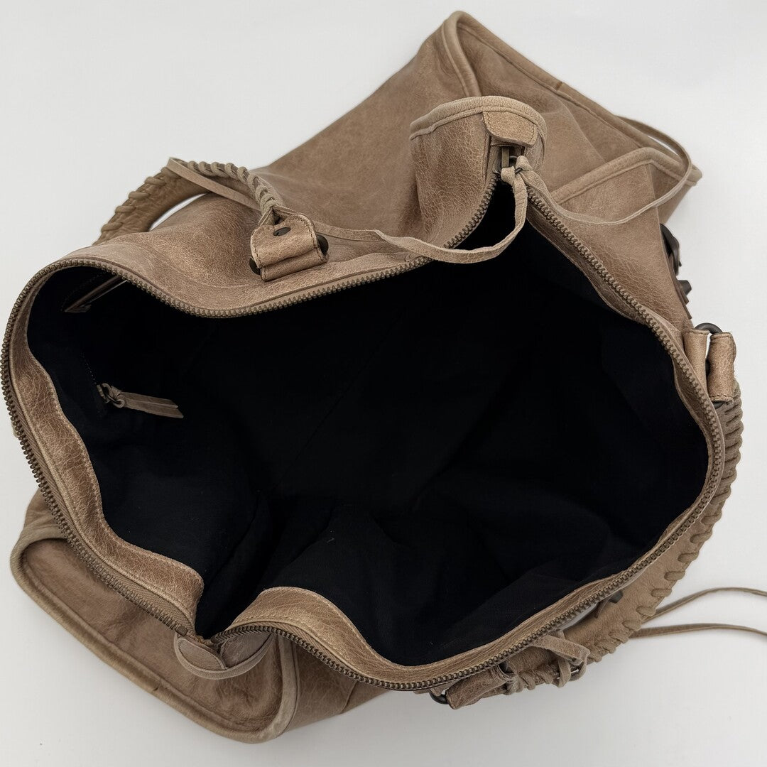 2010 Balenciaga Motocross Classic Weekender Mocha Brown Tote Bag