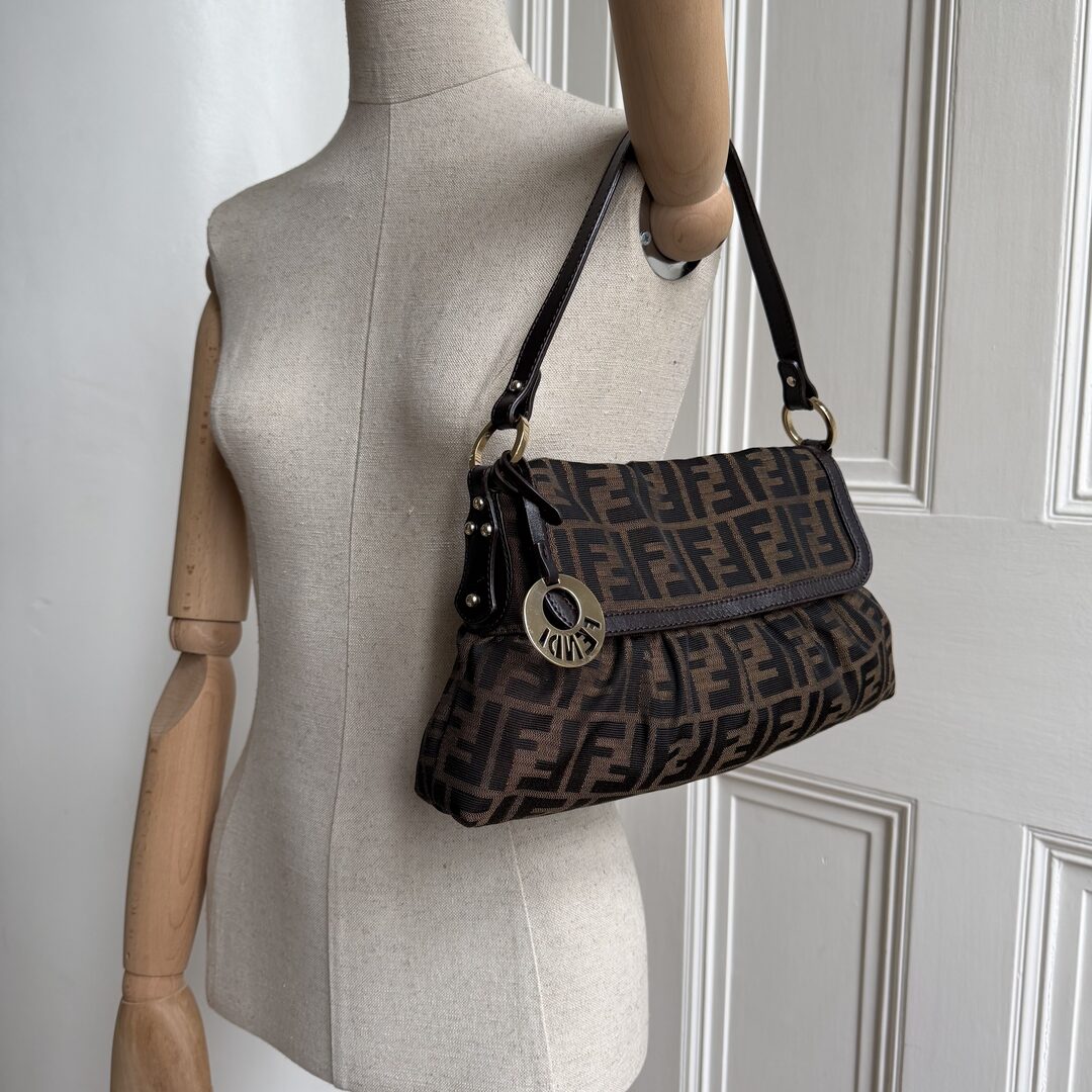 Fendi Zucca Chef Dark Brown Shoulder Bag
