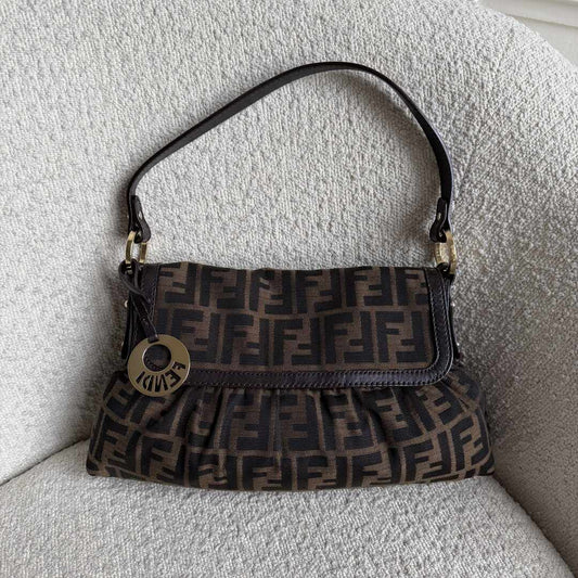 Fendi Zucca Chef Dark Brown Shoulder Bag
