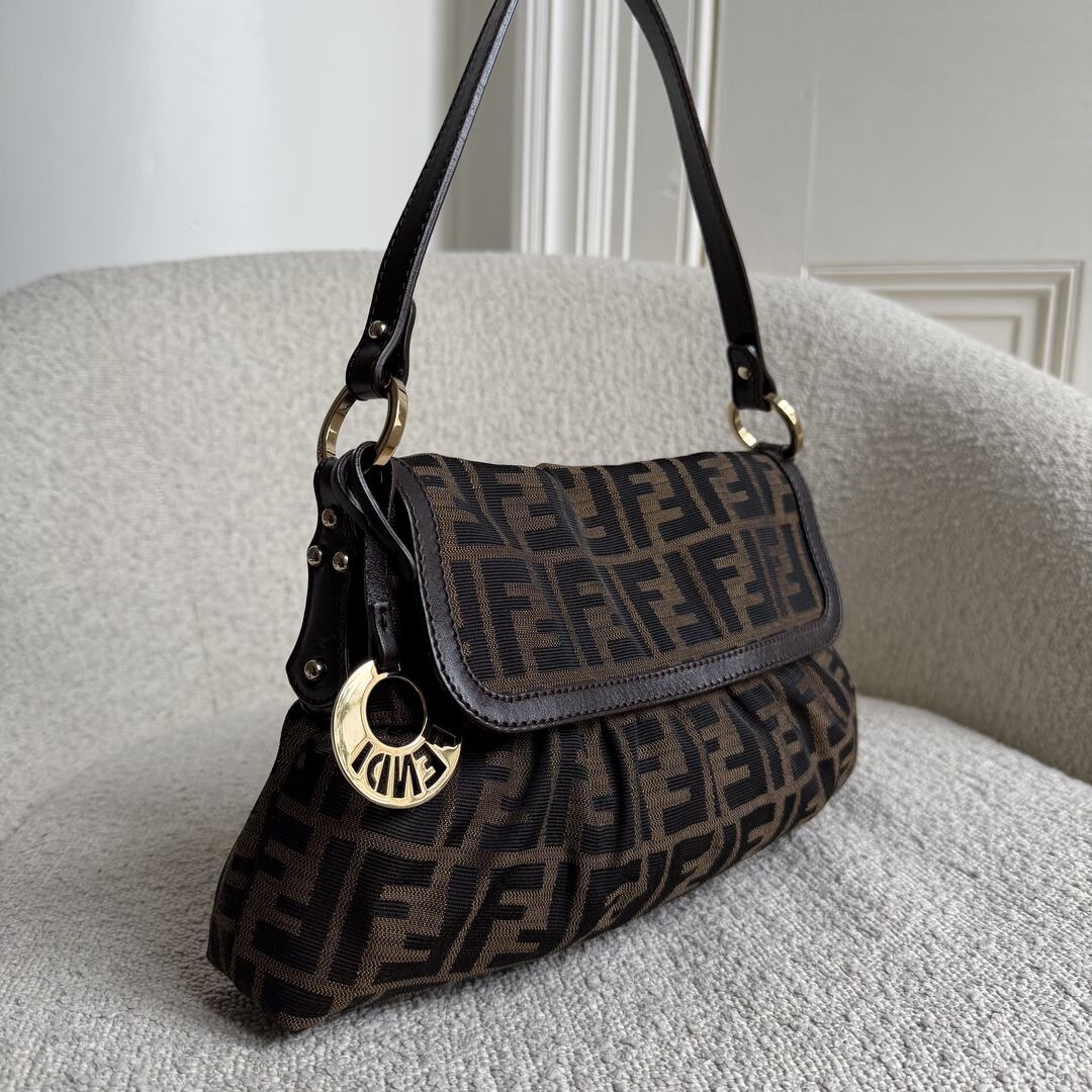 Fendi Zucca Chef Dark Brown Shoulder Bag