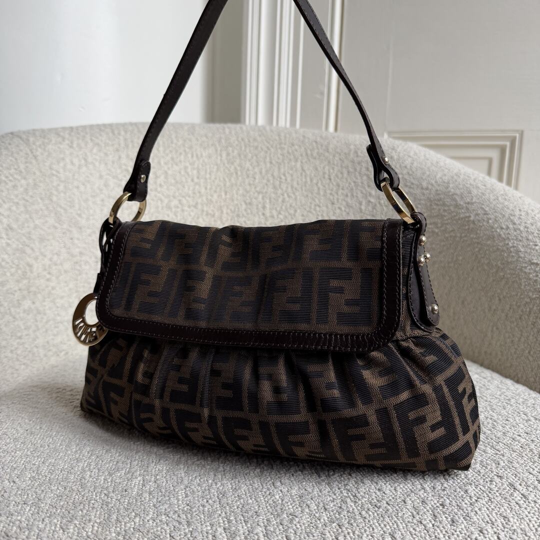 Fendi Zucca Chef Dark Brown Shoulder Bag