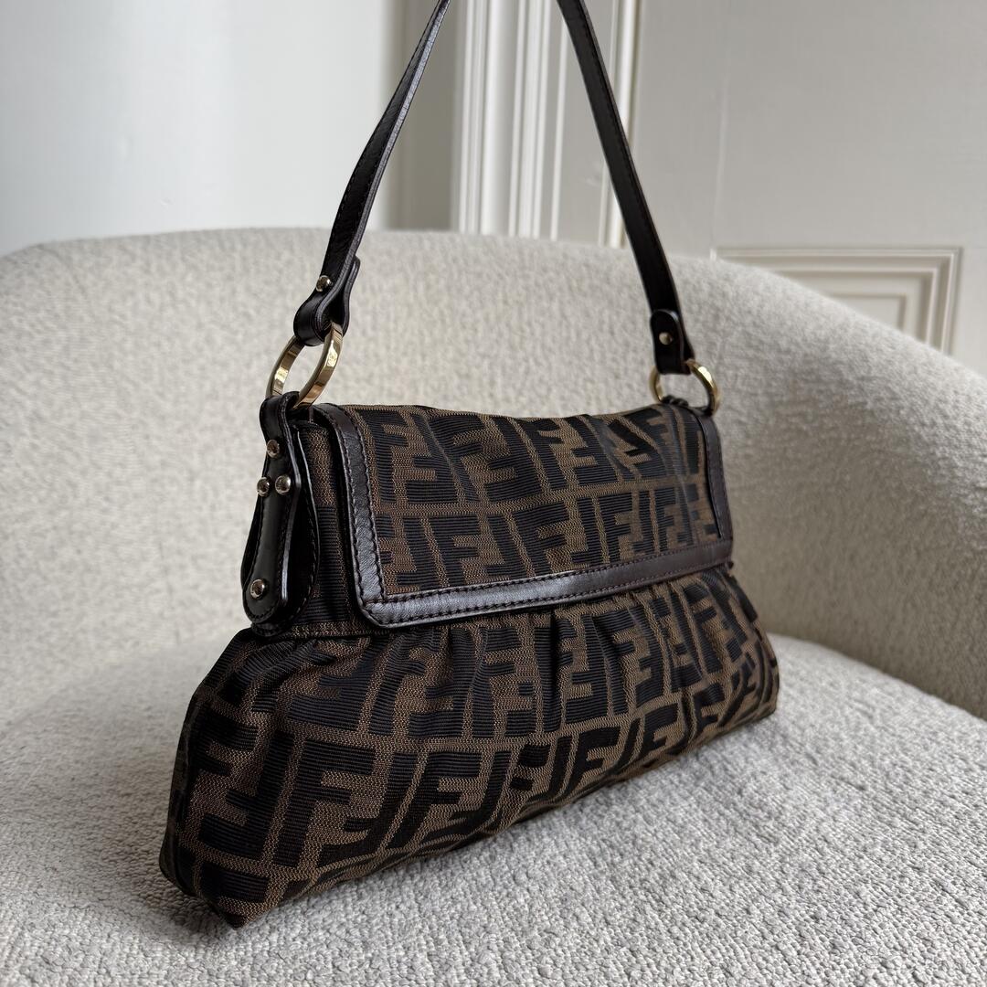 Fendi Zucca Chef Dark Brown Shoulder Bag