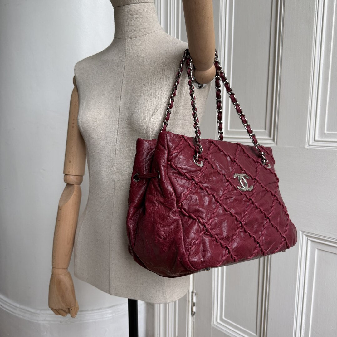 2011 Chanel CC Ultra Stitch Chain Bordeaux Shoulder Bag