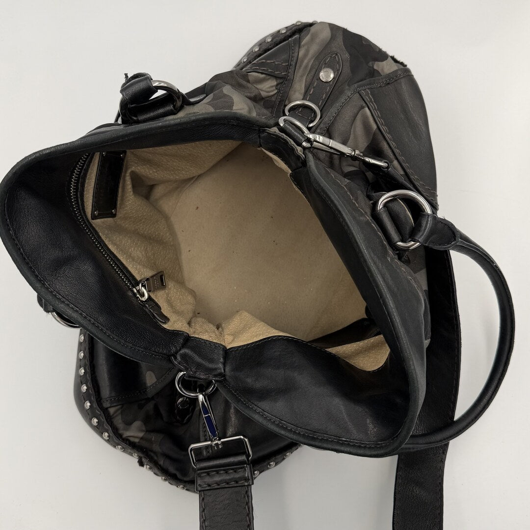 Prada Tessuto Nylon Camouflage Studded Dome Handbag