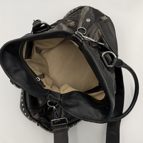 Prada Tessuto Nylon Camouflage Studded Dome Handbag