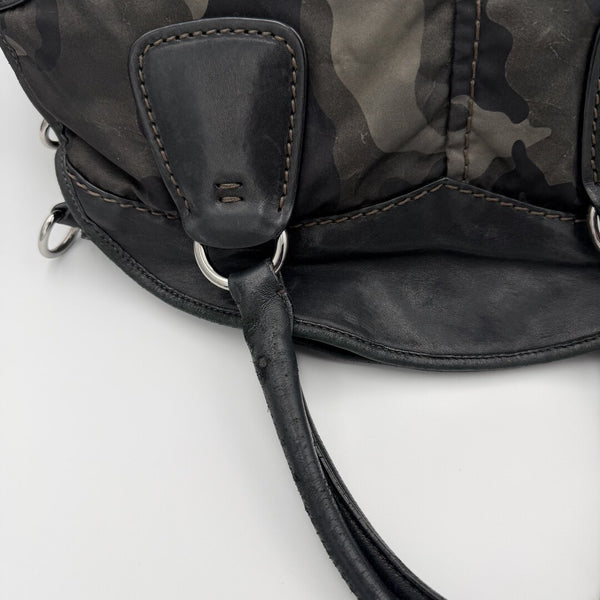 Prada Tessuto Nylon Camouflage Studded Dome Handbag