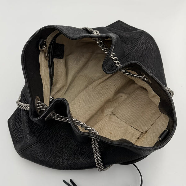 Gucci Soho Studded Chain Black Leather Tote Bag