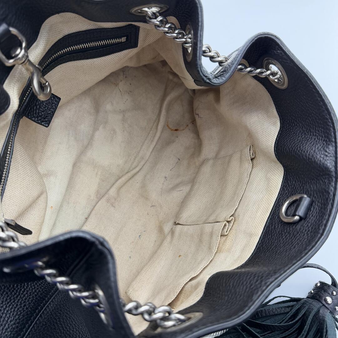 Gucci Soho Studded Chain Black Leather Tote Bag