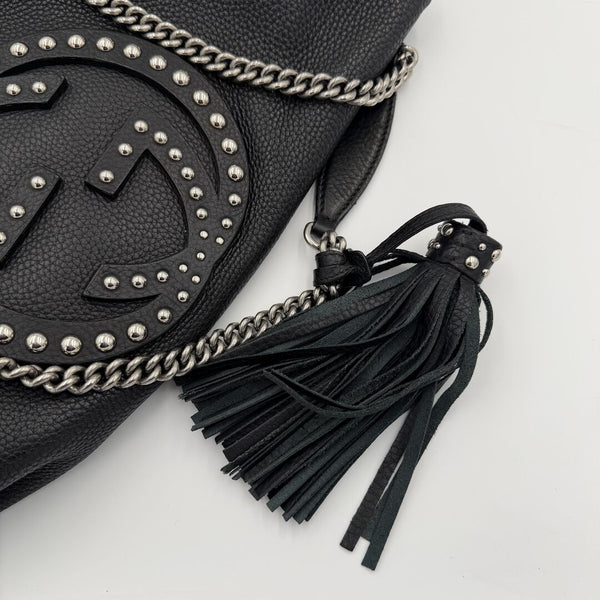 Gucci Soho Studded Chain Black Leather Tote Bag