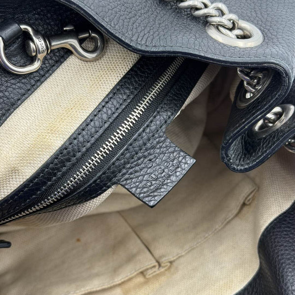 Gucci Soho Studded Chain Black Leather Tote Bag