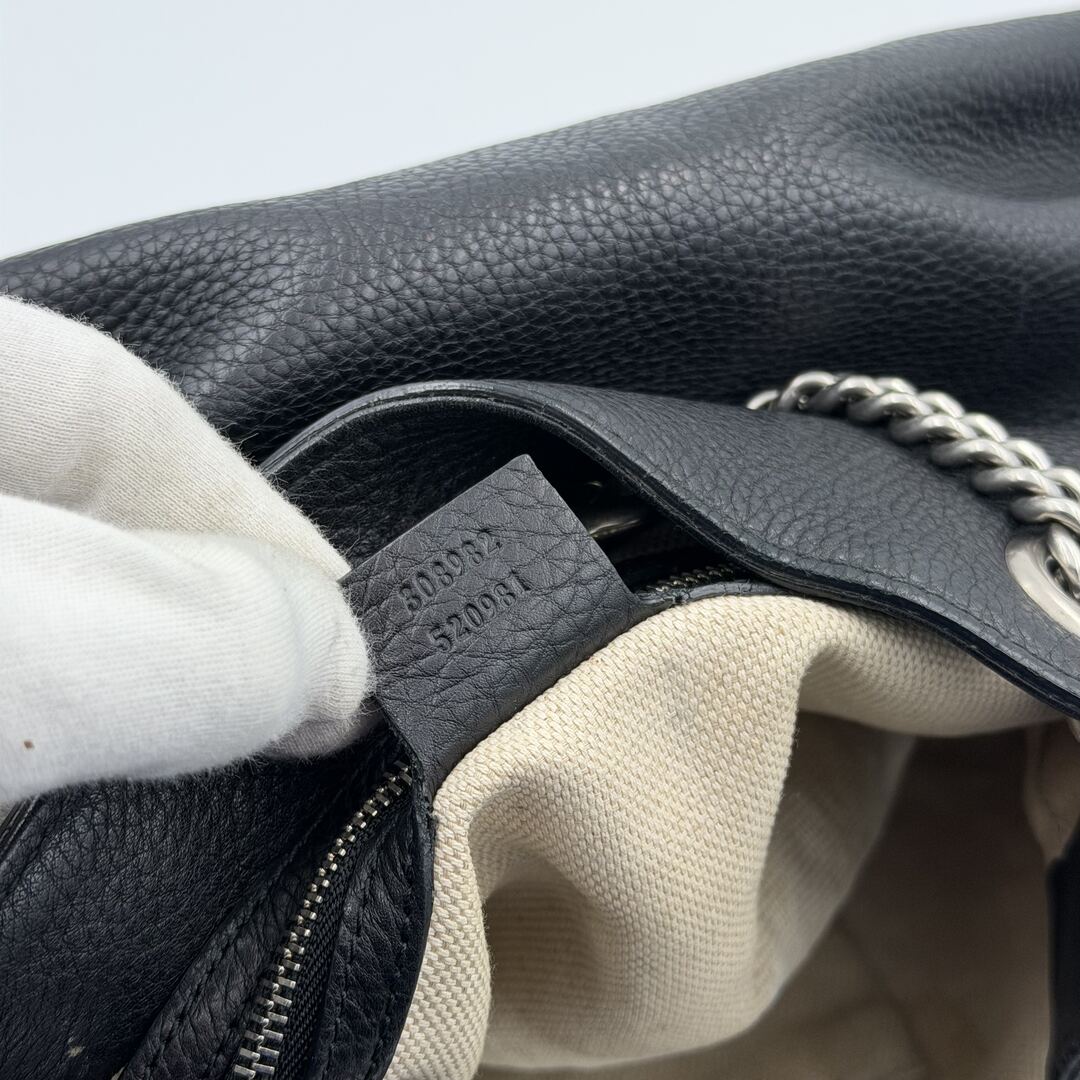 Gucci Soho Studded Chain Black Leather Tote Bag