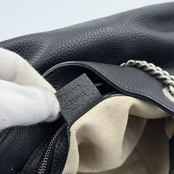 Gucci Soho Studded Chain Black Leather Tote Bag