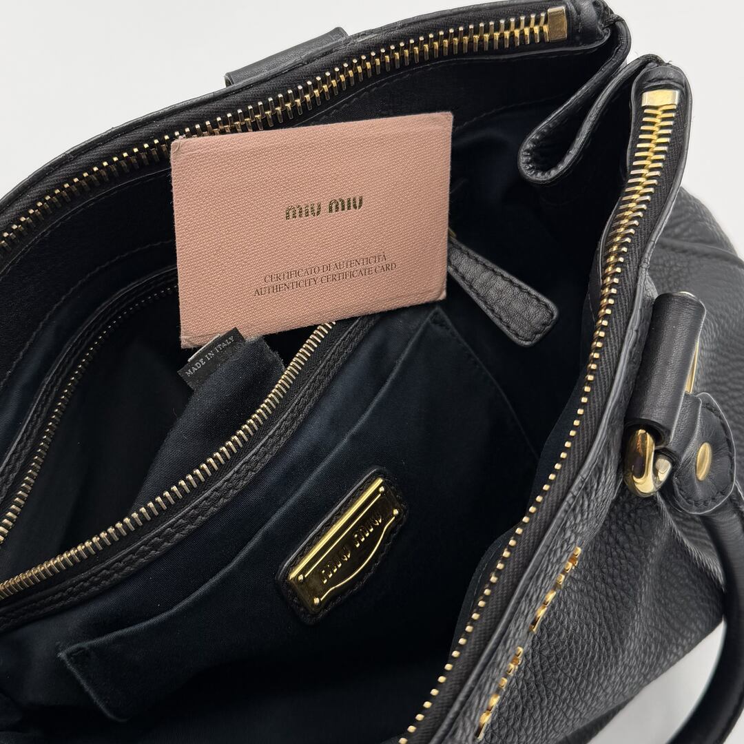 2013 Miu Miu Vitello Leather Black Shoulder Bag