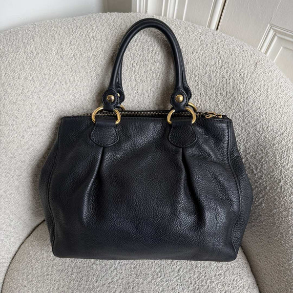 Miu Miu Vitello Leather Black Shoulder Bag