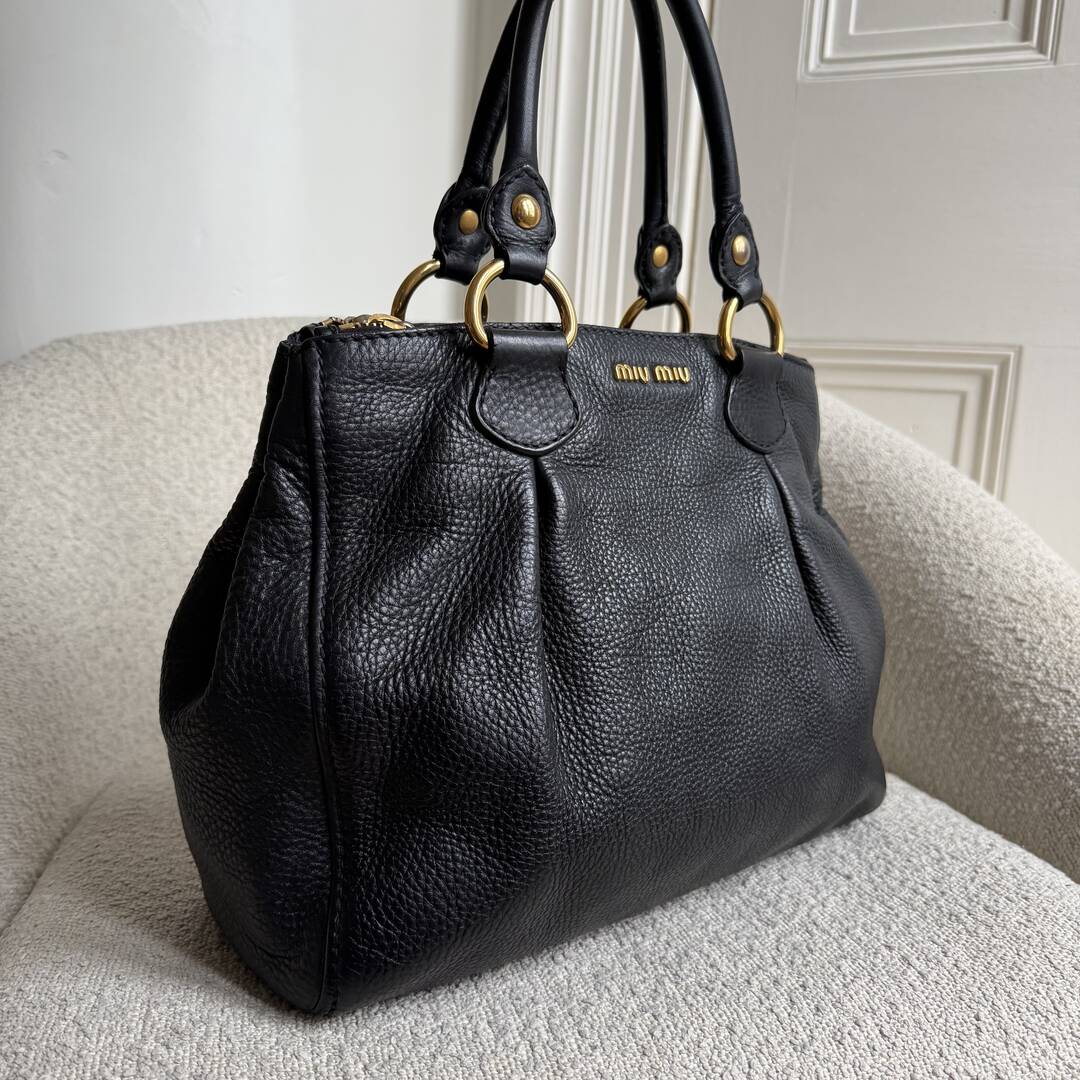 Miu Miu Vitello Leather Black Shoulder Bag