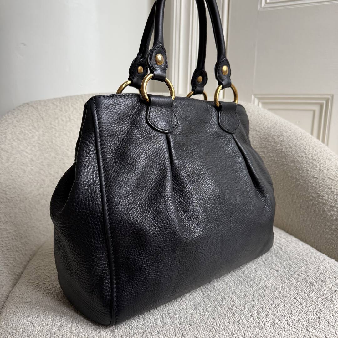 2013 Miu Miu Vitello Leather Black Shoulder Bag