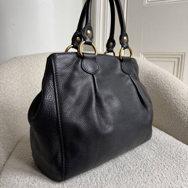 Miu Miu Vitello Leather Black Shoulder Bag