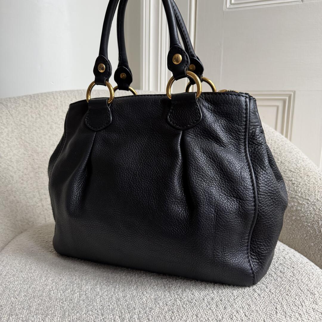 2013 Miu Miu Vitello Leather Black Shoulder Bag