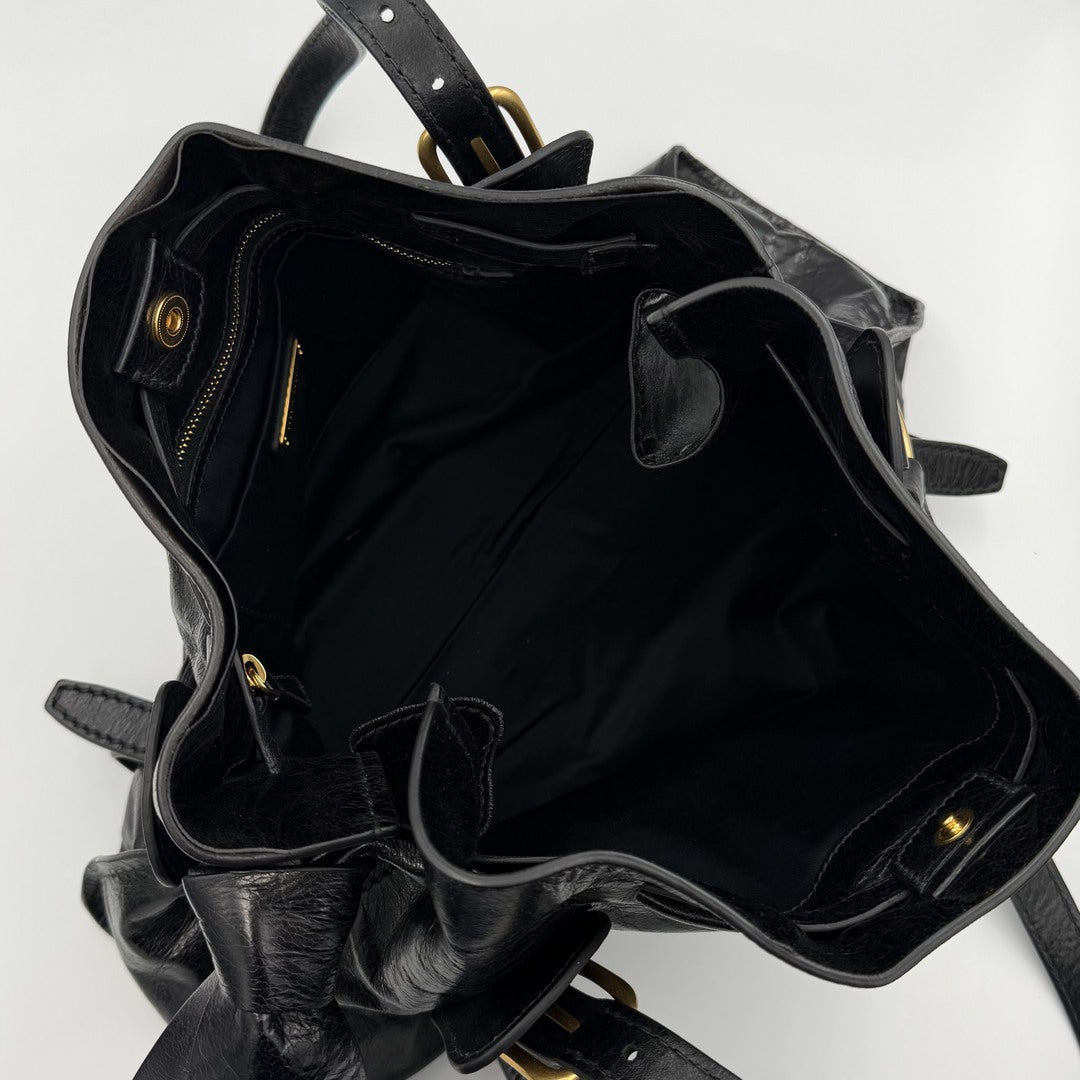 Miu Miu Vitello Black Leather Tote Bag