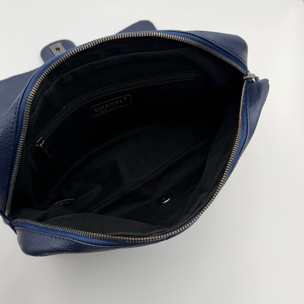2012 Chanel CC Jumbo Easy Caviar Single Flap Midnight Blue Shoulder Bag