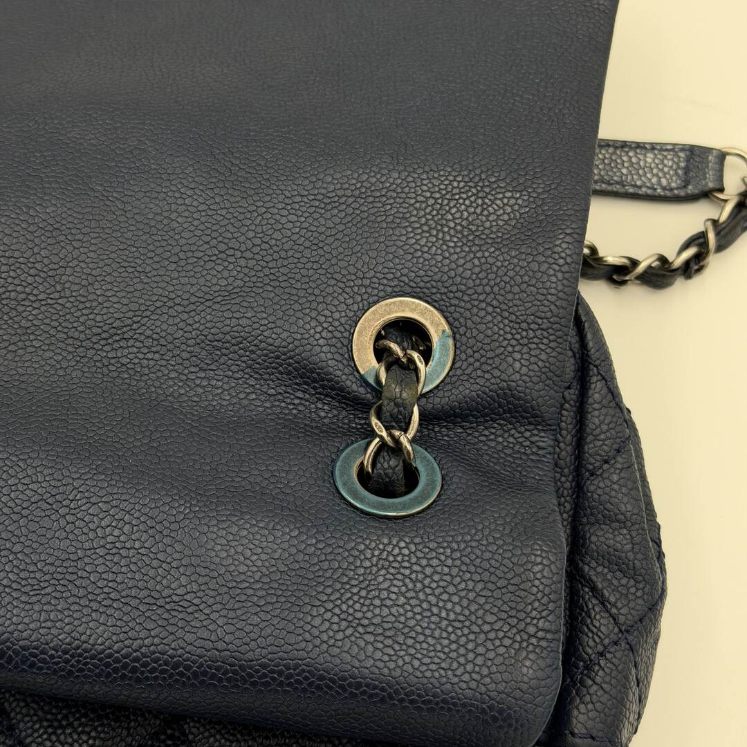 2012 Chanel CC Jumbo Easy Caviar Single Flap Midnight Blue Shoulder Bag